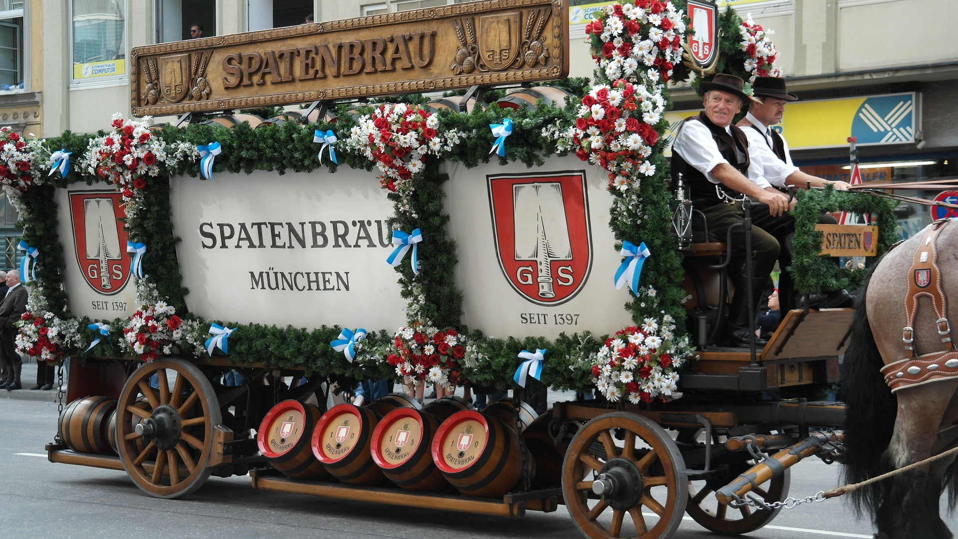 beer cart during the oktoberfest parade