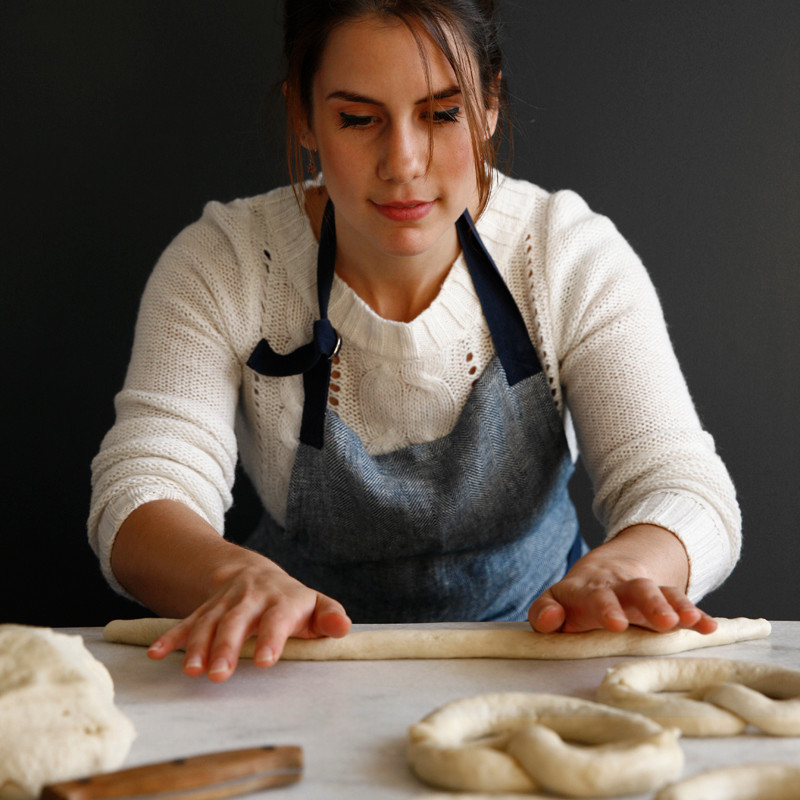 Jess rolling pretzels